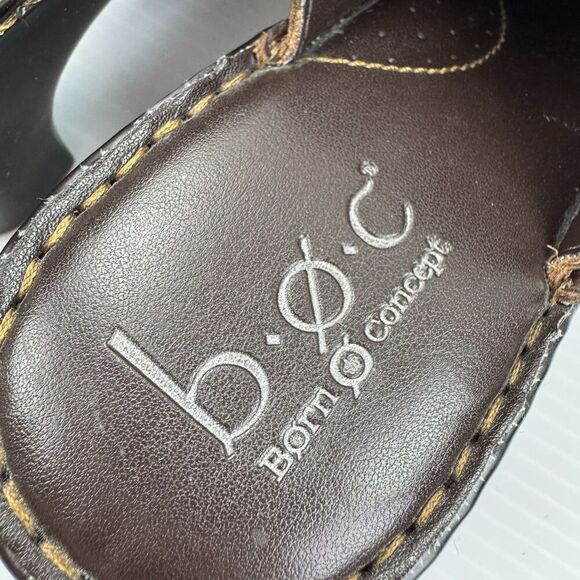 b.o.c Born Concept Brown Leather Clogs Mules Heels Buckle Slip-On Size 9 / 40.5 - Picture 3 of 16